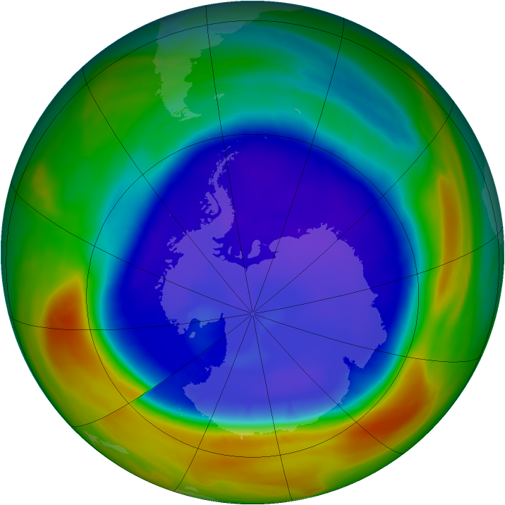 Antarctic ozone map for 12 September 2007